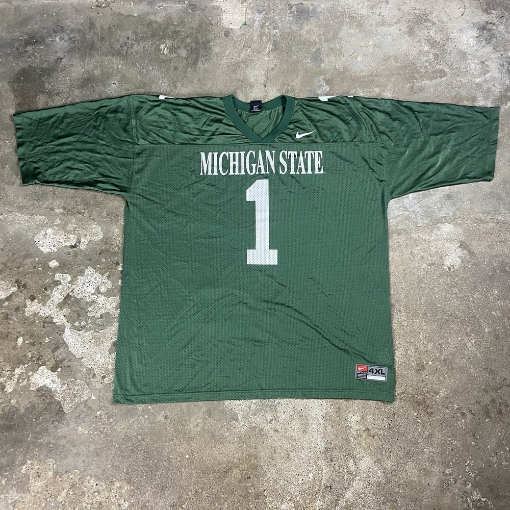 Vintage 90s Nike Michigan State University Jersey Size 4XL Green #1 Spartans